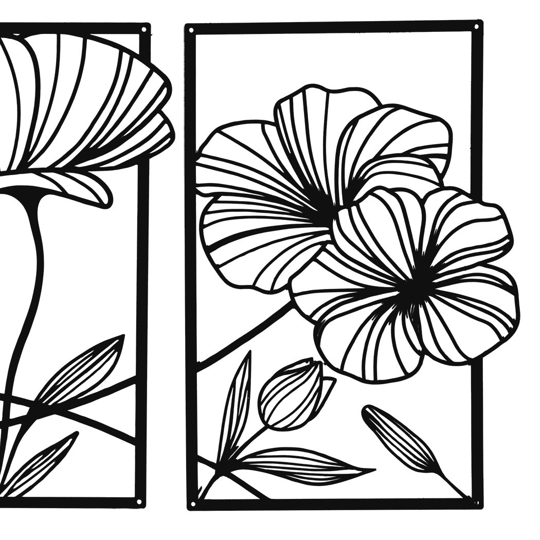 Yezi Metal Wall Art 4Pcs Floral Minimalist Line Decor-1954802471260000261