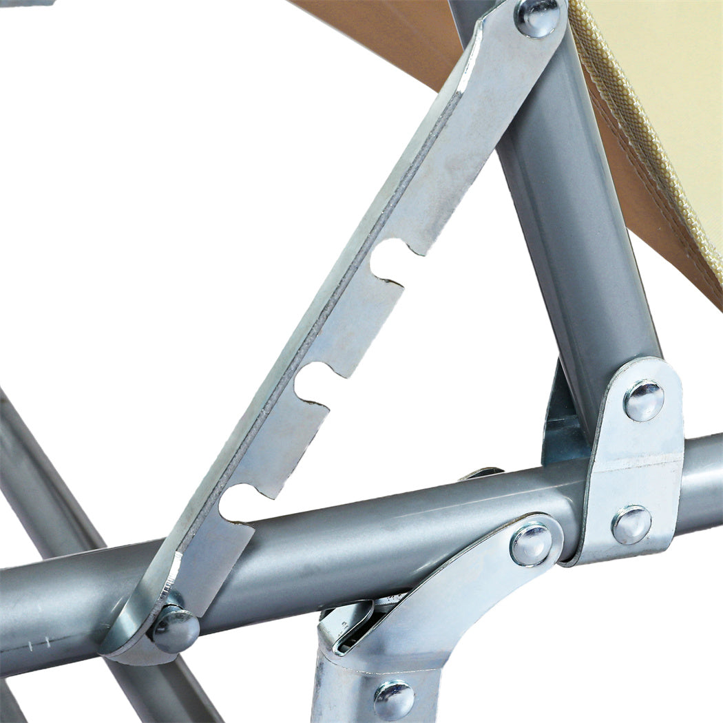 Levede Foldable Lounge Chairs with Canopy Khaki-1954802423142944773