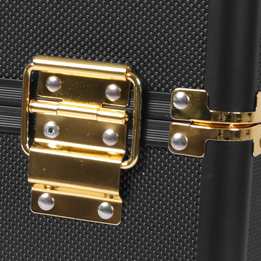 Portable Makeup Case Cosmetic Trolley Black and Golden-1919892938394046469