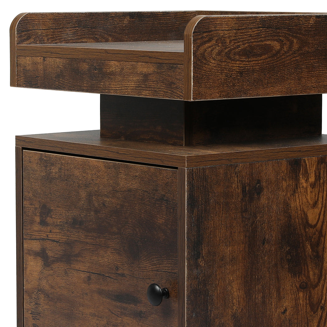 Levede Bedside Table USB Charger Outlet RGB Oak-1963748907892740101