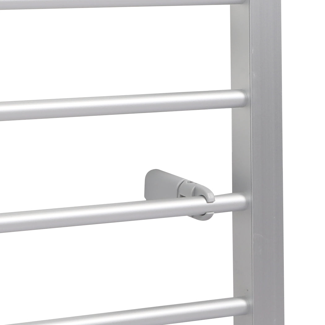 Heated Towel Rail Warmer Rack Wall Mounted Silver-1919892896757190661