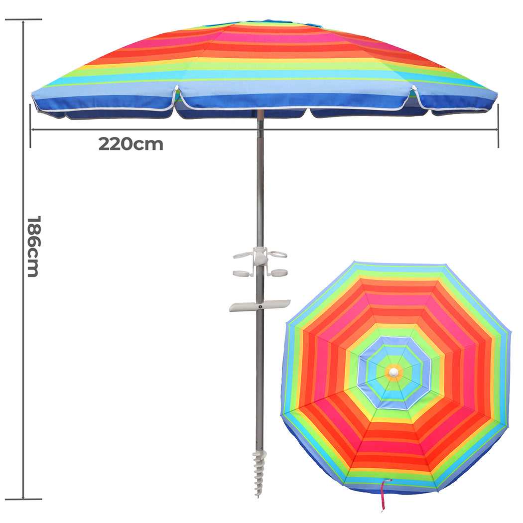 Mountview 2.2M Outdoor Beach Umbrellas Sand Colorful-1954802439643336706