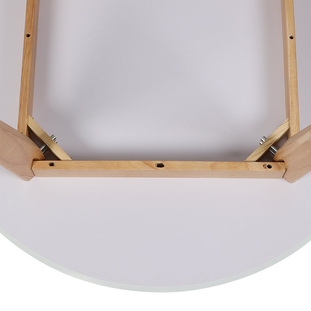 Levede Dining Table Round Rubberwood Base 100cm White 100 CM-1954802999041855493