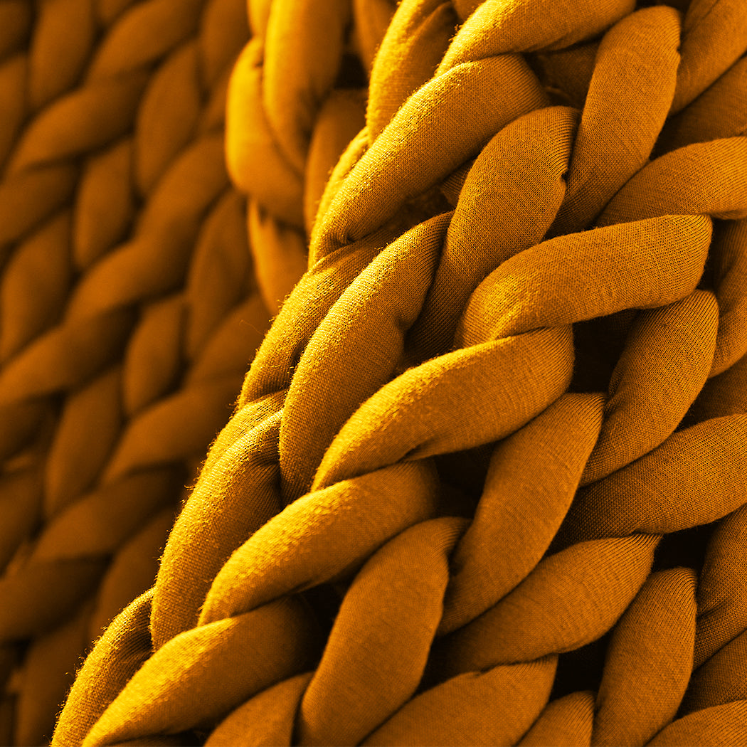 Dreamz Knitted Weighted Blanket Chunky Yellow Kids-1954802943995809797