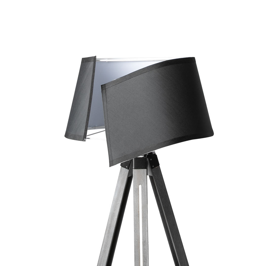 EMITTO Tripod Wooden Floor Lamp Shaded Grey-1954802835606605829