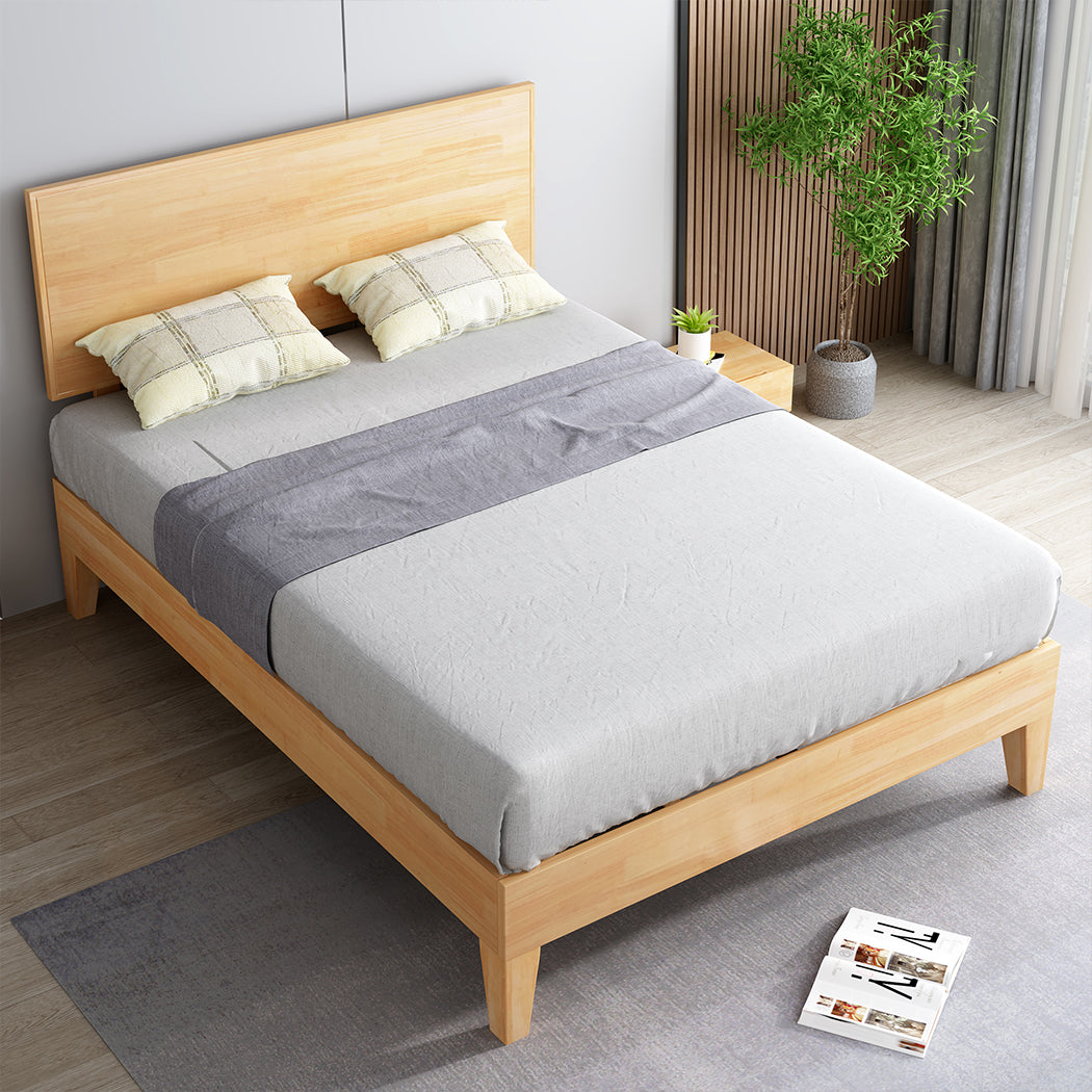Levede Double Rubberwood Bed Frame-1910113212704100359