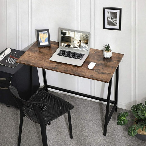 VASAGLE 100cm Computer Desk with Steel Frame Rustic Brown