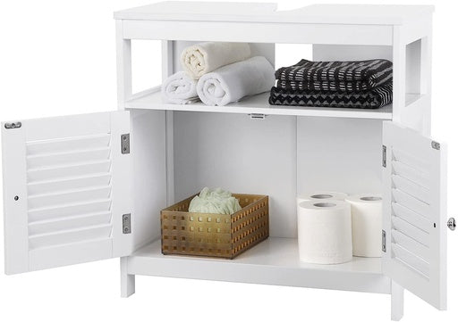 VASAGLE Under Sink Cabinet with 2 Doors Open Compartment White