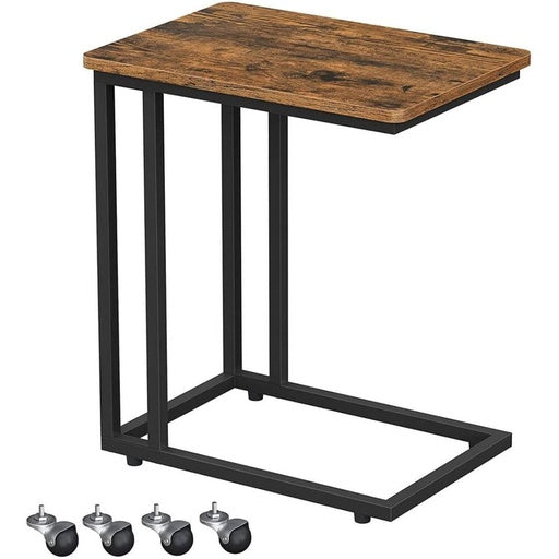 VASAGLE C-Shaped Side Table with Wheels