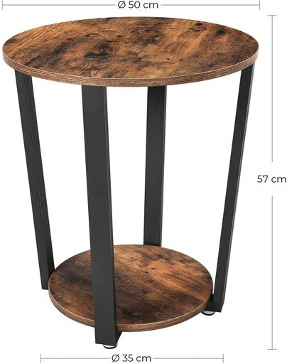 VASAGLE Round Side Table with Shelf