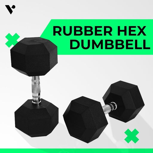 VERPEAK Rubber Hex Dumbbells 10kg x 2