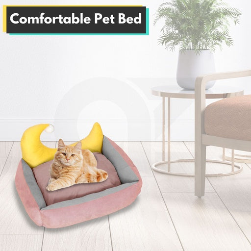 Floofi Pet Bed Moon Design (L Pink)