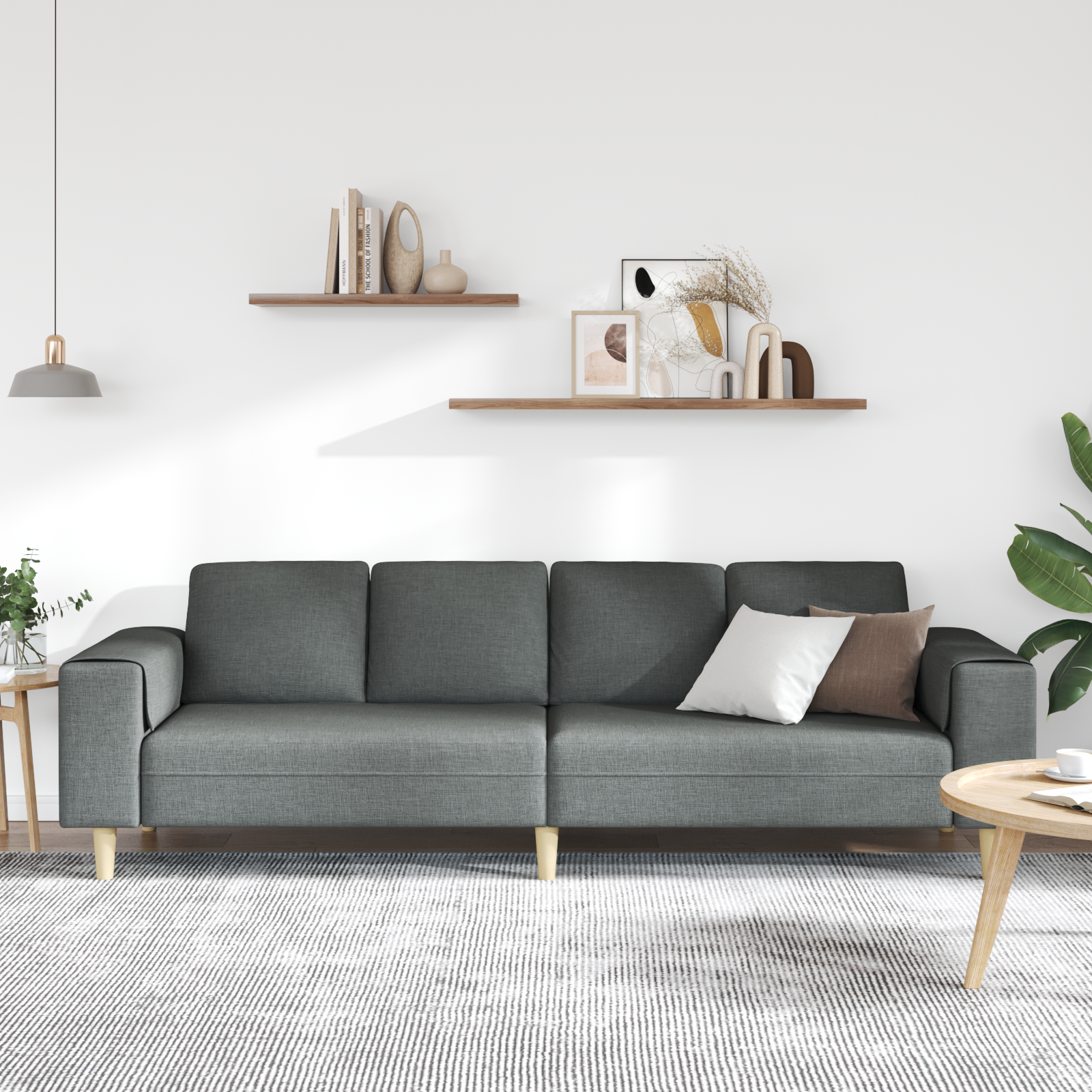 Living Room Couch Dark Grey 250 x 77 x 76 cm Polyester