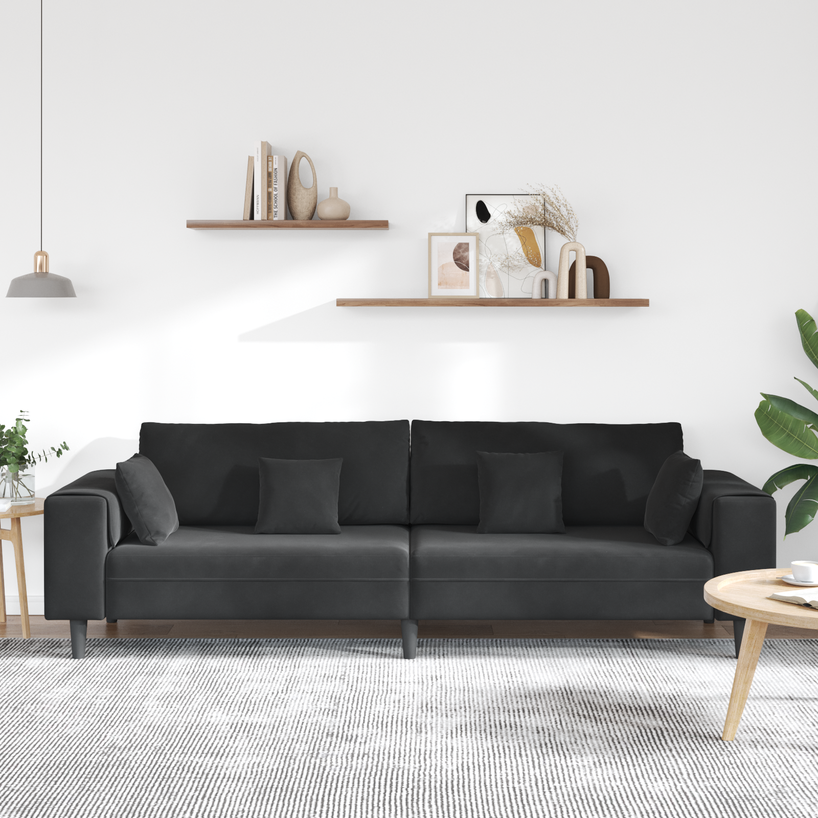 Sofa Black 250 x 77 x 76 cm Velvet