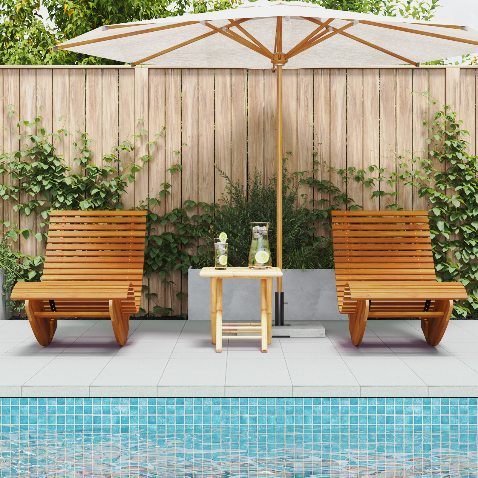 Lounger 2-person 2 pcs Brown 154 x 60 x 74 cm Solid Acacia Wood