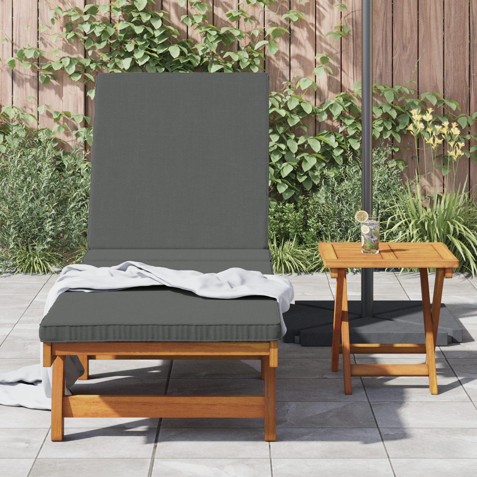 Sun Lounger Reclining Brown 199 x 63 x 85 cm Solid Acacia Wood