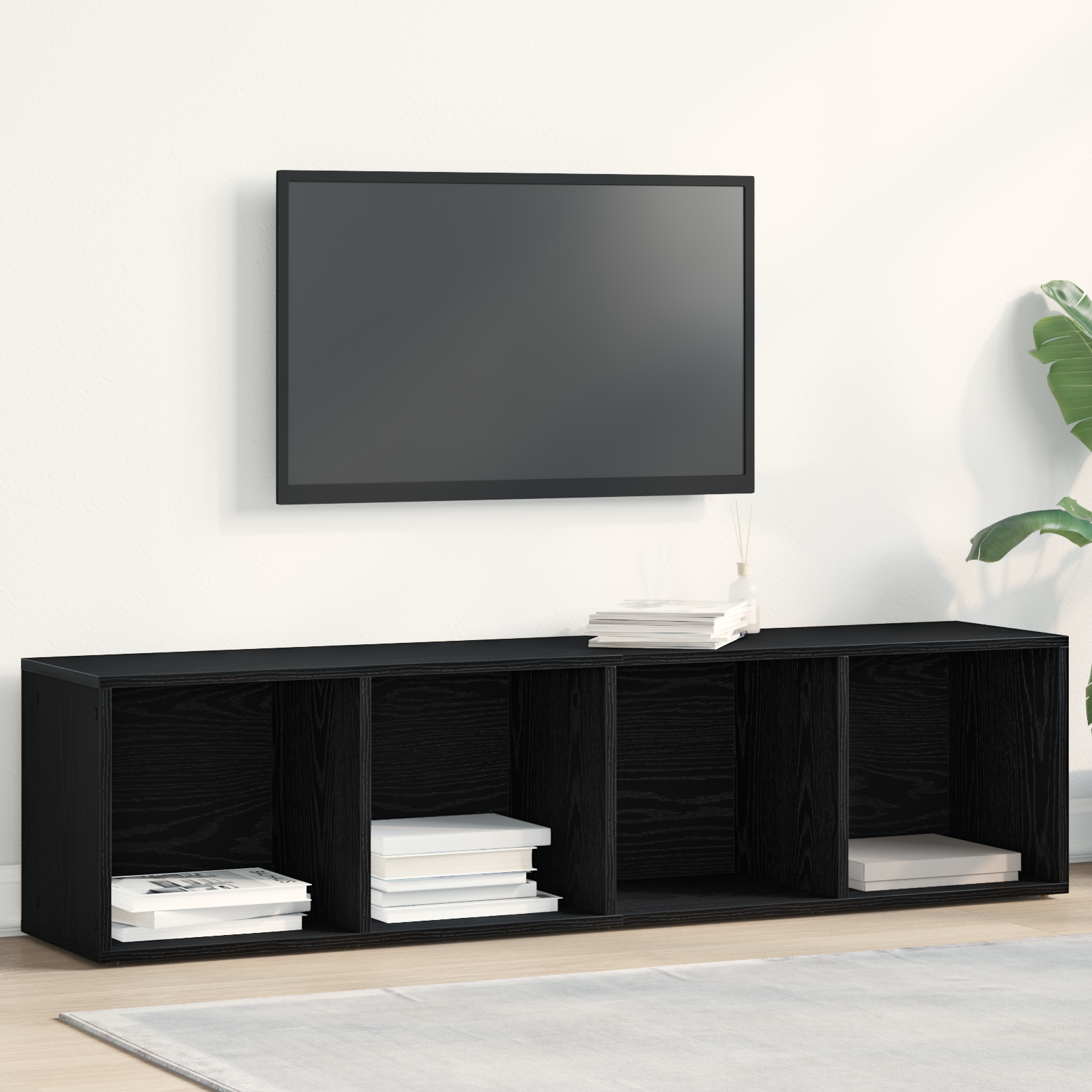 Book Cabinet 4-Tier 36 x 30 x 143 cm Engineered Wood Black Oak