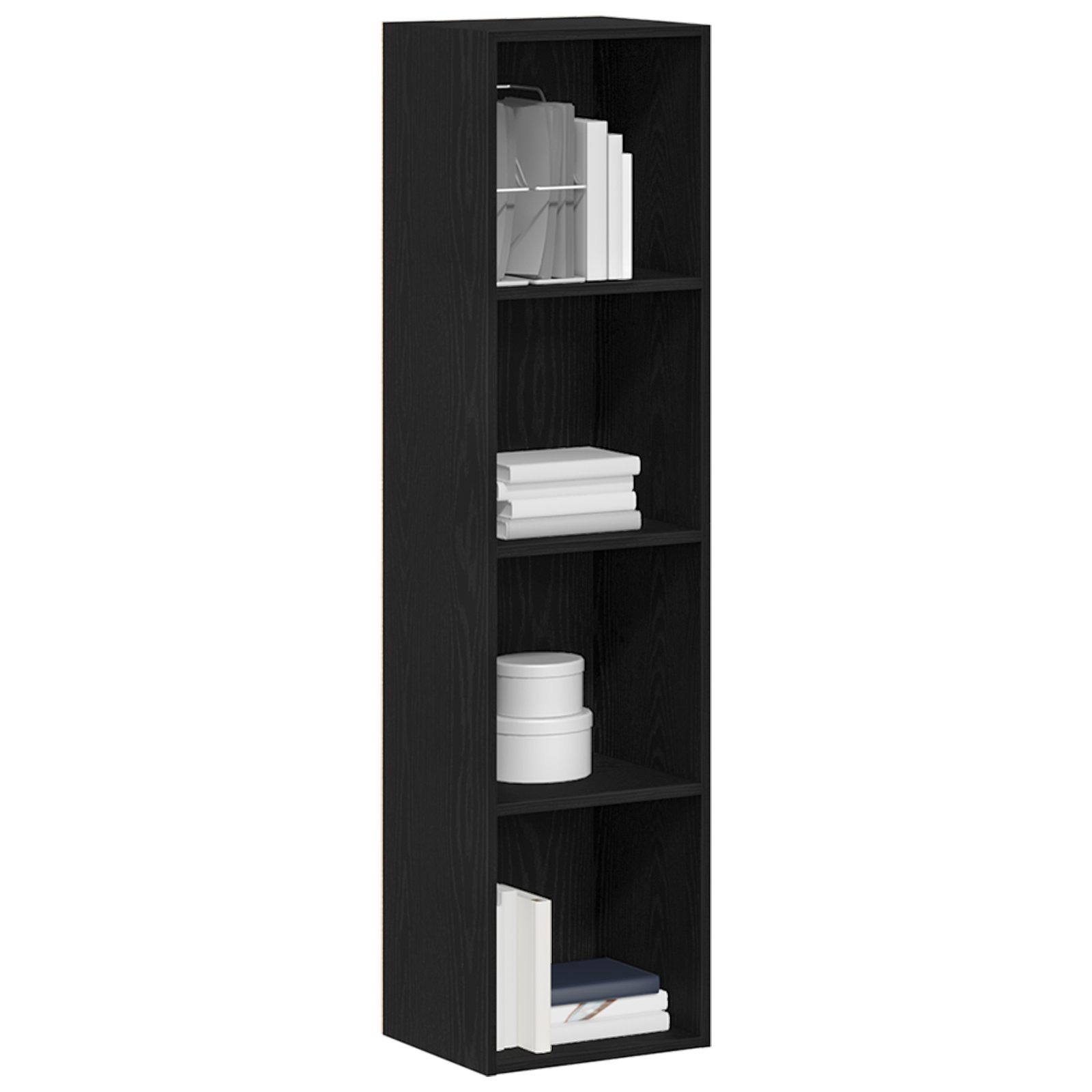 Book Cabinet 4-Tier 36 x 30 x 143 cm Engineered Wood Black Oak