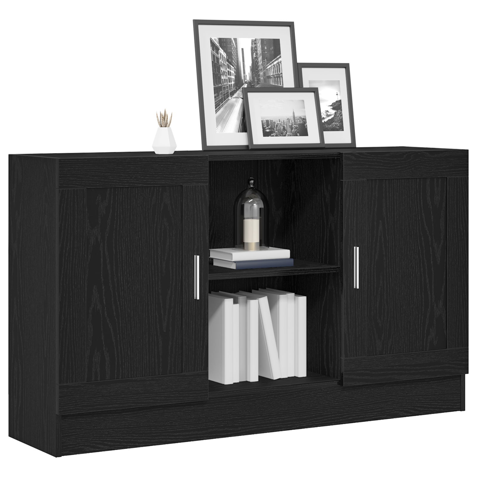 Sideboard Black Oak 120 x 30,5 x 70 cm Engineered Wood