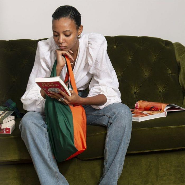 KIND BAG Reusable Bag - Medium| Bicolour Green & Orange-1954803105858195459