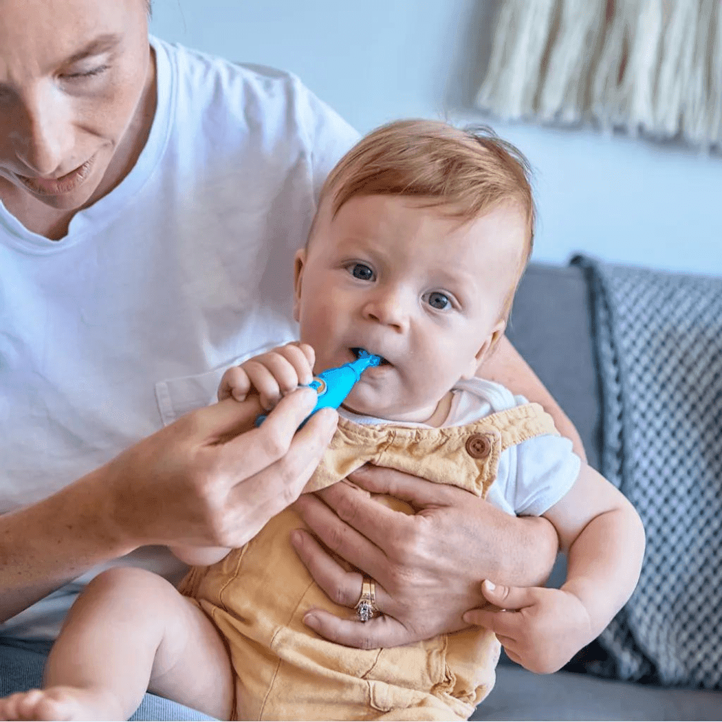 Marcus & Marcus -12M+ Self Training 360' Toothbrushes Lucas the Hippo- Blue-1910112440545316868