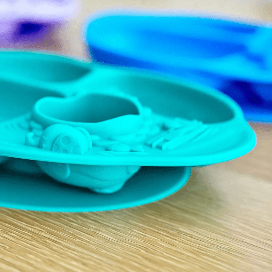 Marcus & Marcus -Yummy Dips Suction Divided Plate Lucas the Hippo- Blue-1910112452054487048