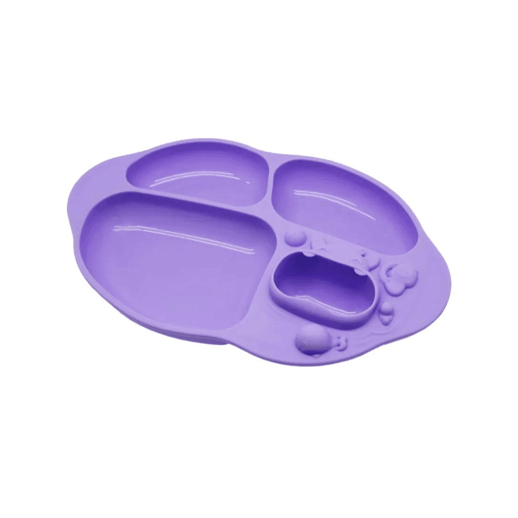 Marcus & Marcus -Yummy Dips Suction Divided Plate Lucas the Hippo- Blue-1910112452054487040