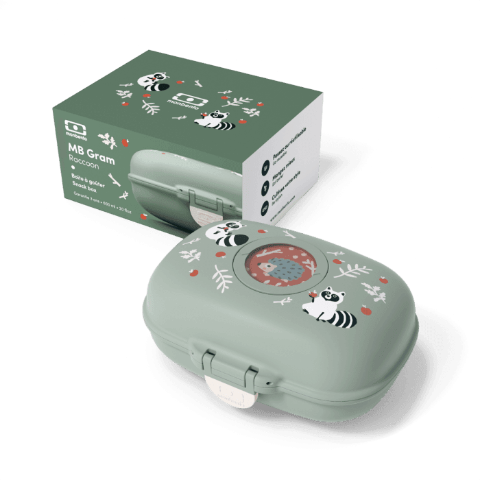 Monbento Gram Snack Box-Green Raccoon Green Raccoon-1954803050044592133
