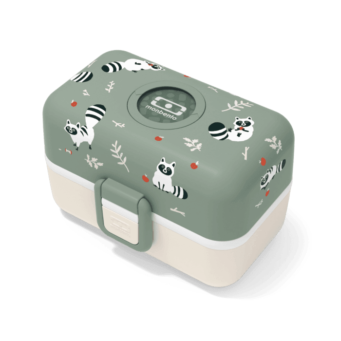 Monbento Tresor Graphic Kids's Bento Box- Green Raccoon Green Raccoon-1954803050564685824