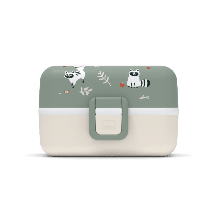 Monbento Tresor Graphic Kids's Bento Box- Green Raccoon Green Raccoon-1954803050564685825