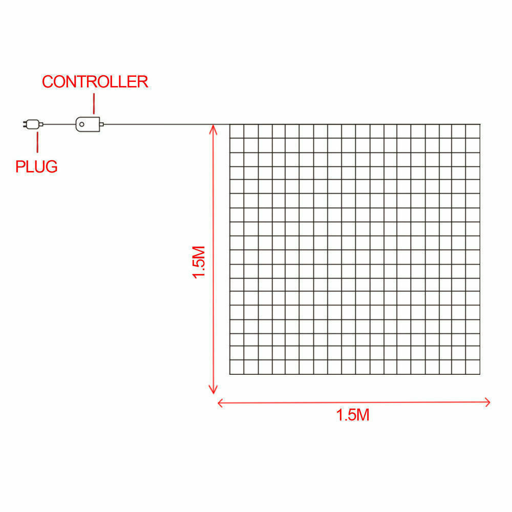 96LED Fairy String Lights Net Mesh Curtain Cool white-1927582206801350657