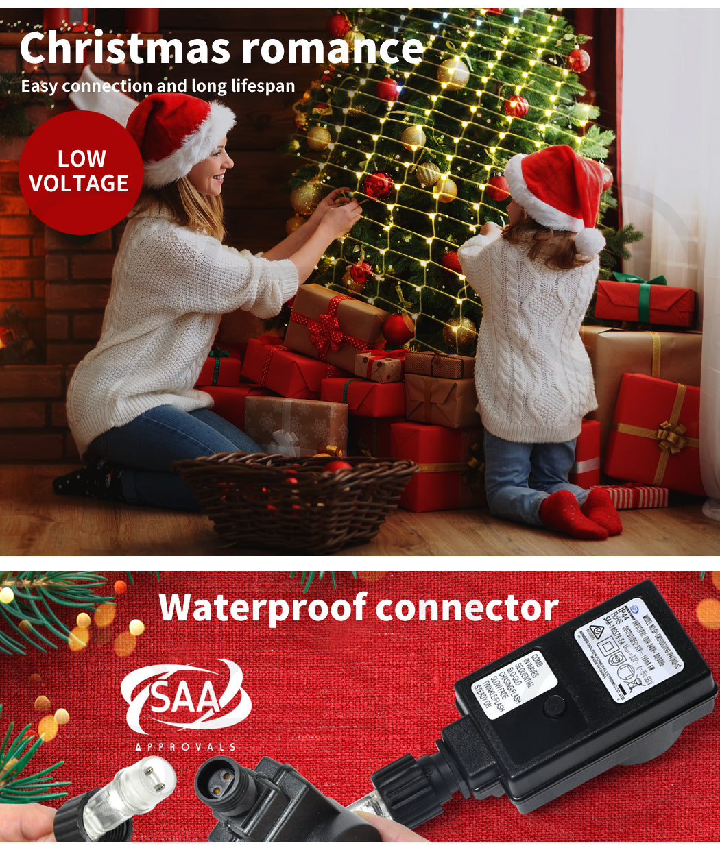 96LED Fairy String Lights Net Mesh Curtain Warm white-1927582206943956994