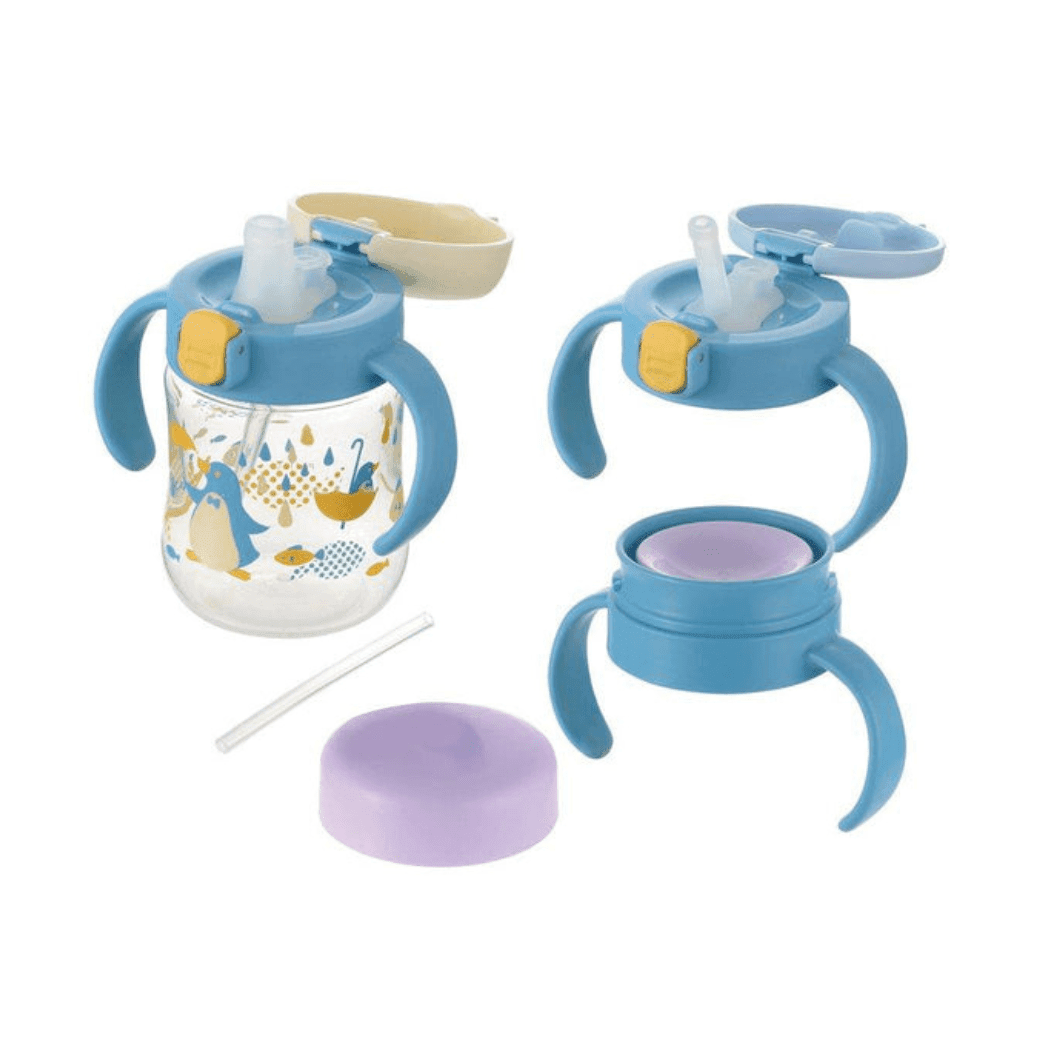 Richell - Tli Straw Mug Set R blue yellow bear Yellow Penguin-1910112151134146566