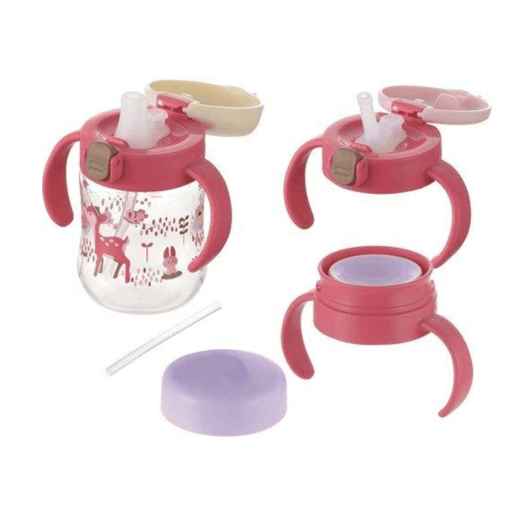 Richell - Tli Straw Mug Set R blue yellow bear Pink Deer-1910112436728500229