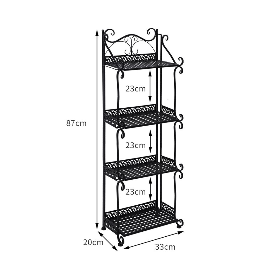 Levede Plant Stand 4 Tiers Outdoor Indoor Black-1954802668031578114
