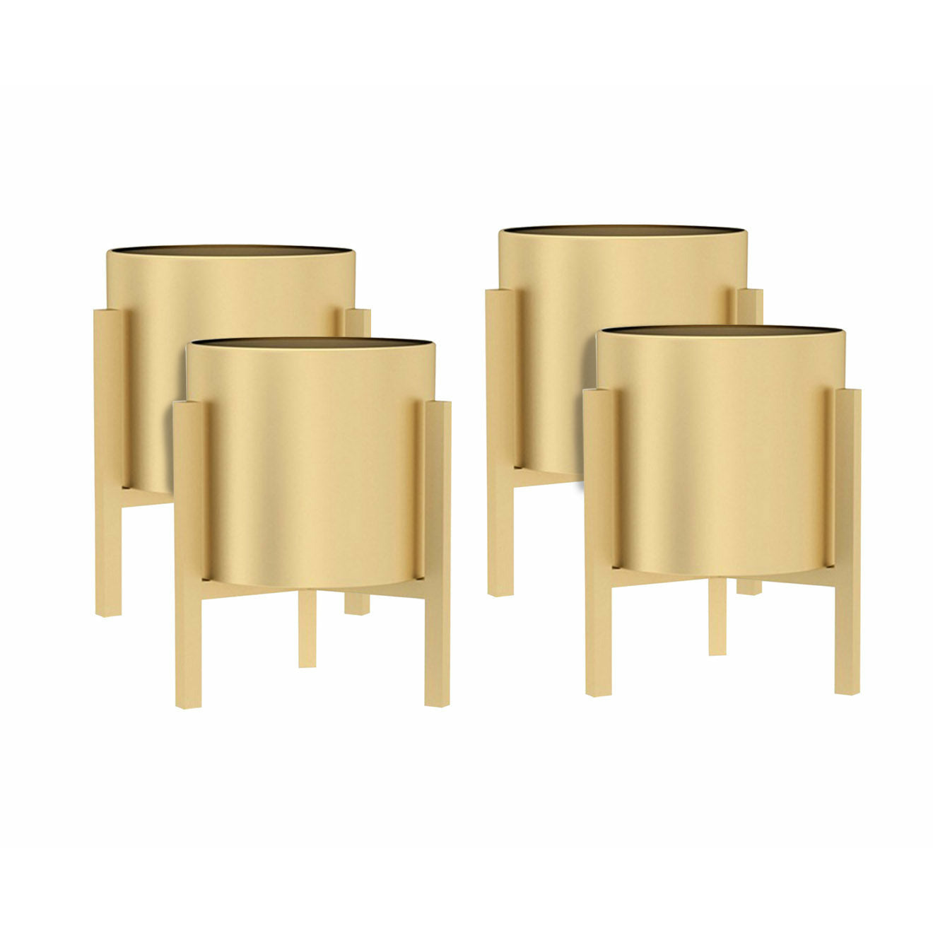 Soga 4 X 30 Cm Gold Metal Plant Stand With Flower Pot Holder Corner Shelving Rack Indoor Display