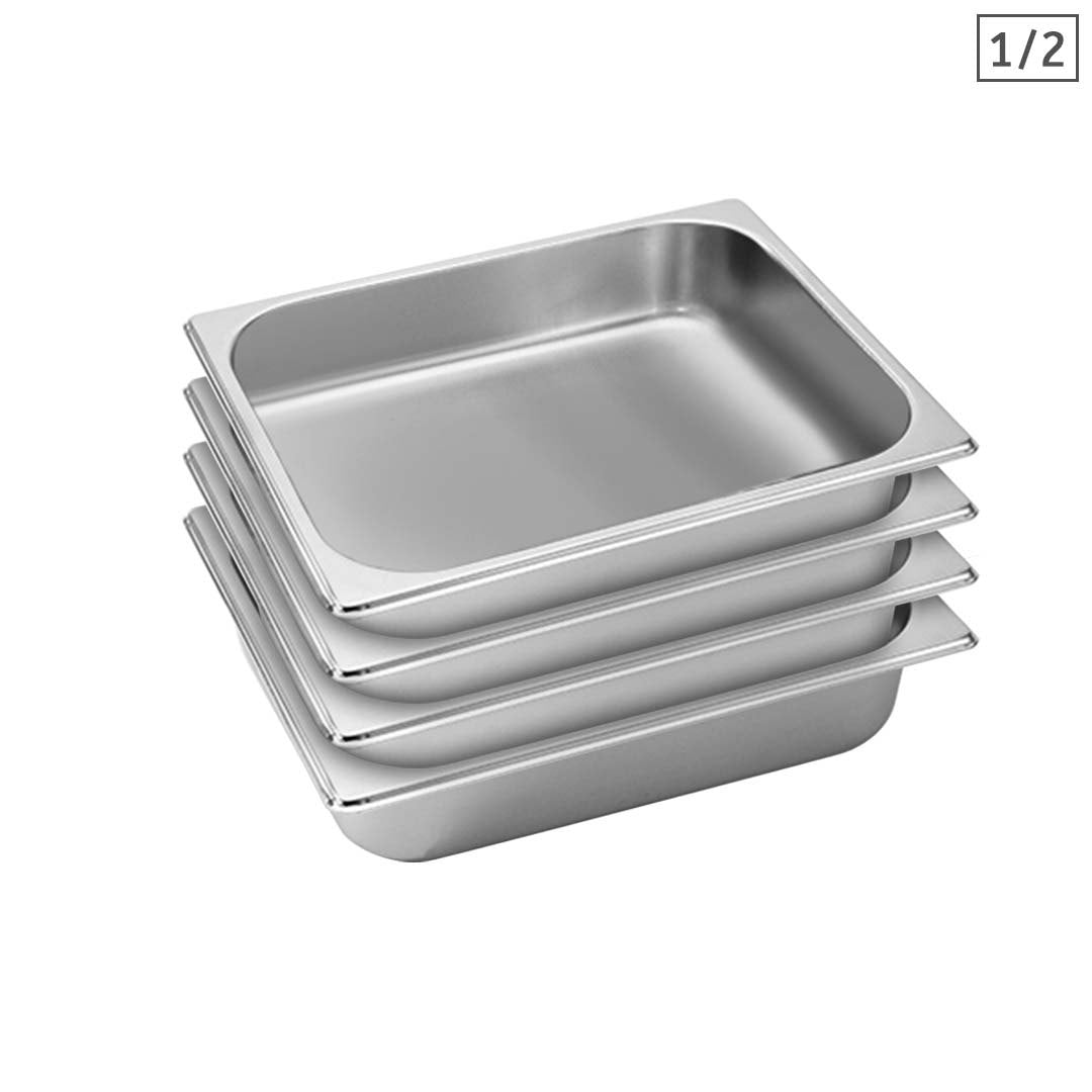 Soga 4 X Gastronorm Gn Pan Full Size 1/2 Gn Pan 6.5cm Deep Stainless Steel Tray