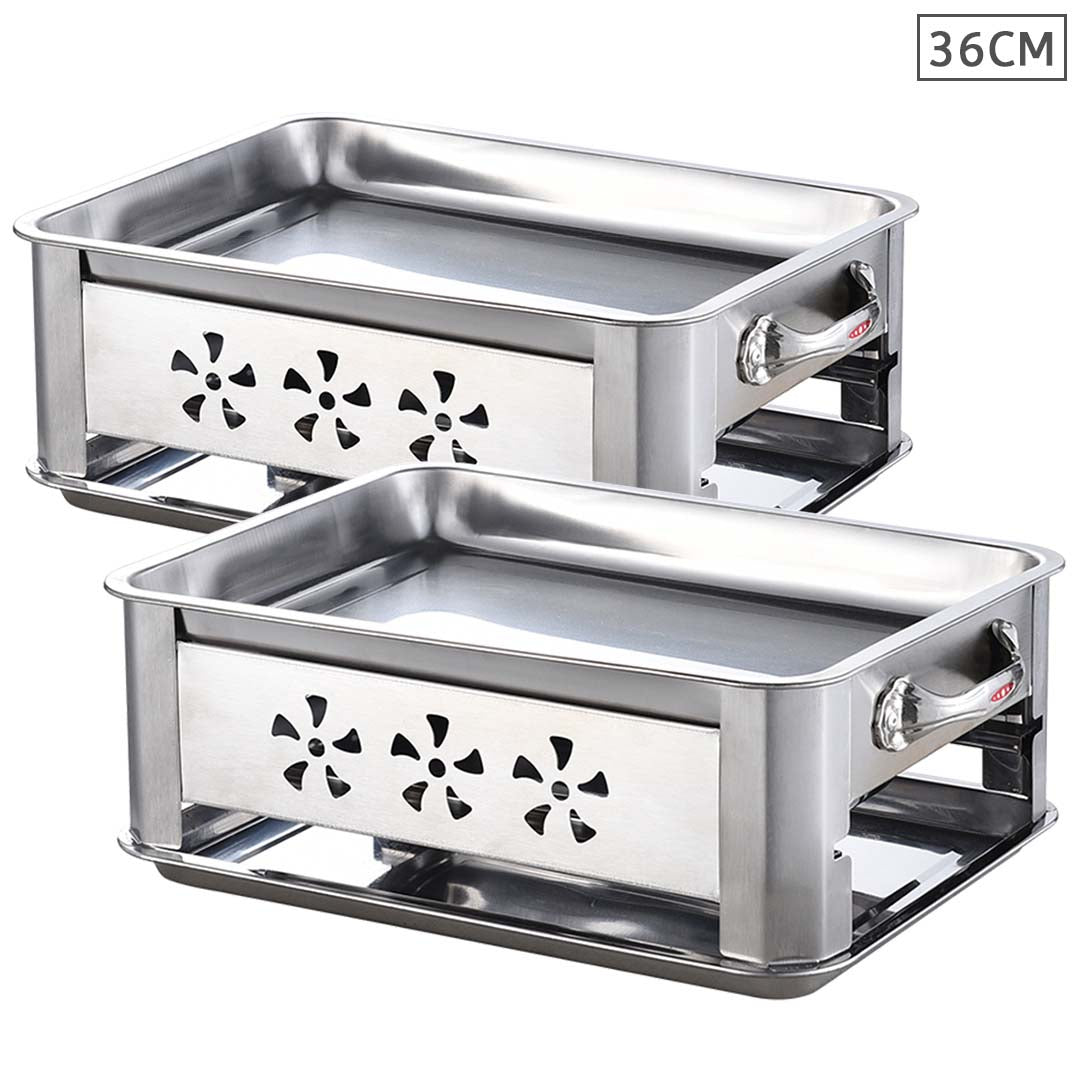 2 X 36 Cm Portable Stainless Steel Outdoor Chafing Dish Bbq Fish Stove Grill Plate
