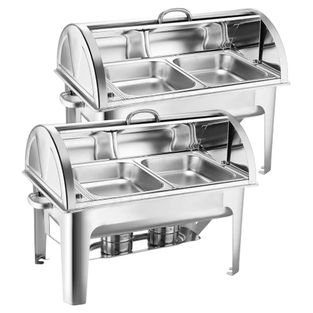 Soga 2 X 4.5 L Dual Tray Stainless Steel Roll Top Chafing Dish Food Warmer