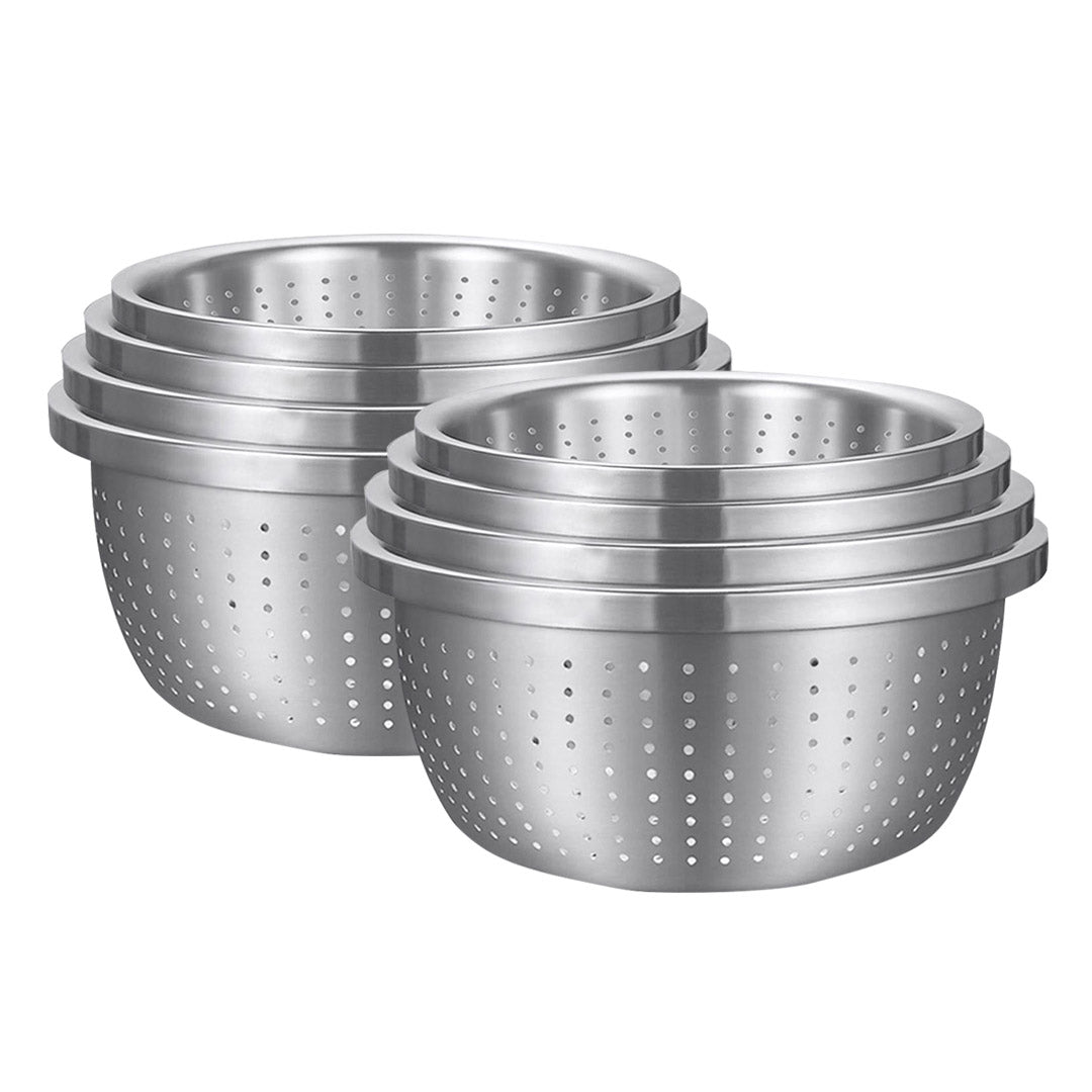 Soga 2 X Stainless Steel Nesting Basin Colander Perforated Kitchen Sink Washing Bowl Metal Basket Strainer Set Of 4