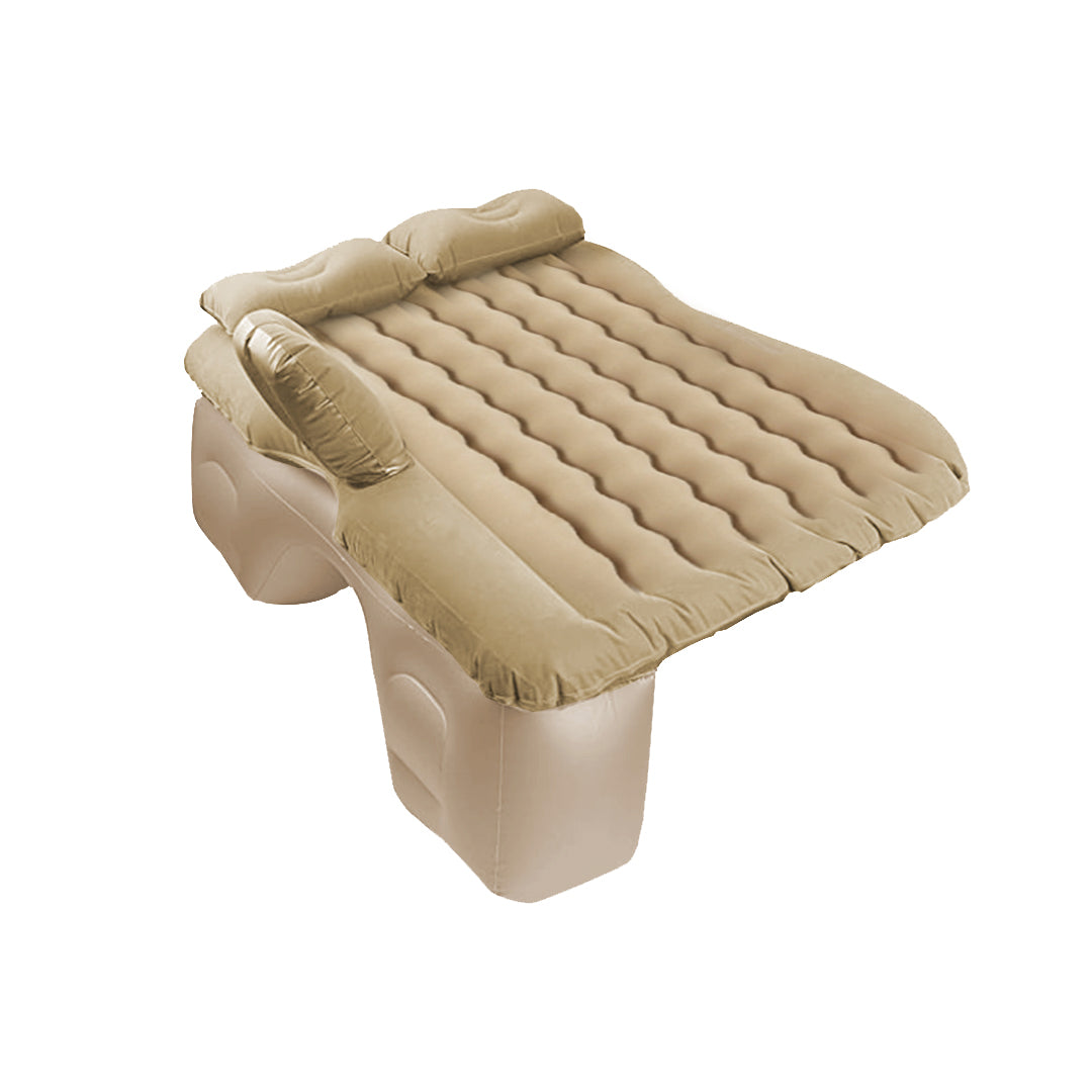 Beige Ripple Inflatable Car Mattress Portable Camping Air Bed Travel Sleeping Kit Essentials