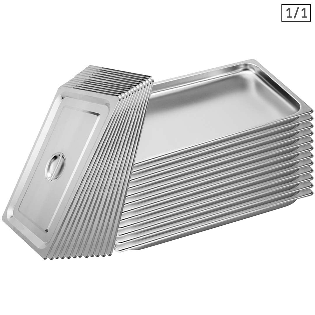 Soga 12 X Gastronorm Gn Pan Full Size 1/1 Gn Pan 2cm Deep Stainless Steel Tray With Lid