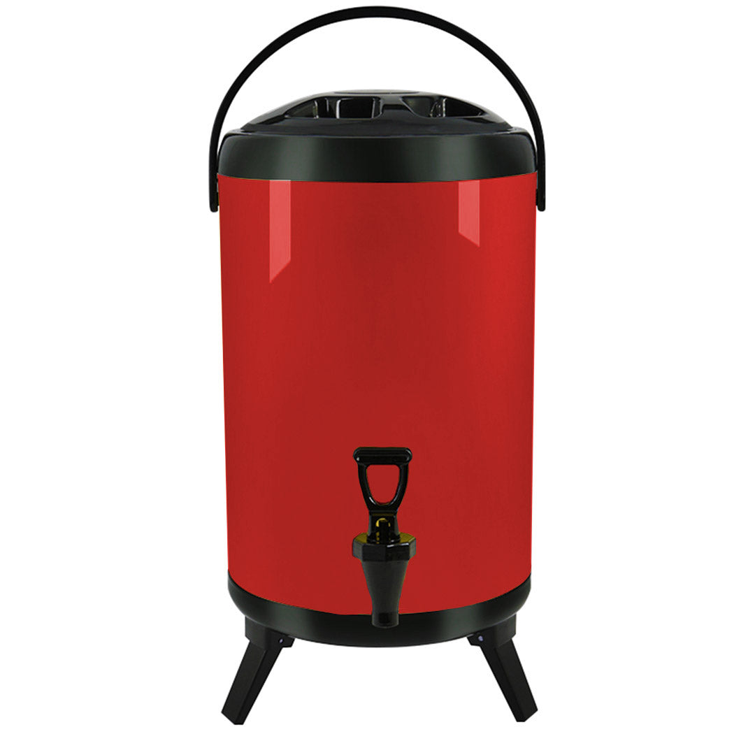 Soga 8 L Stainless Steel Insulated Milk Tea Barrel Hot And Cold Beverage Dispenser Container With Faucet Red