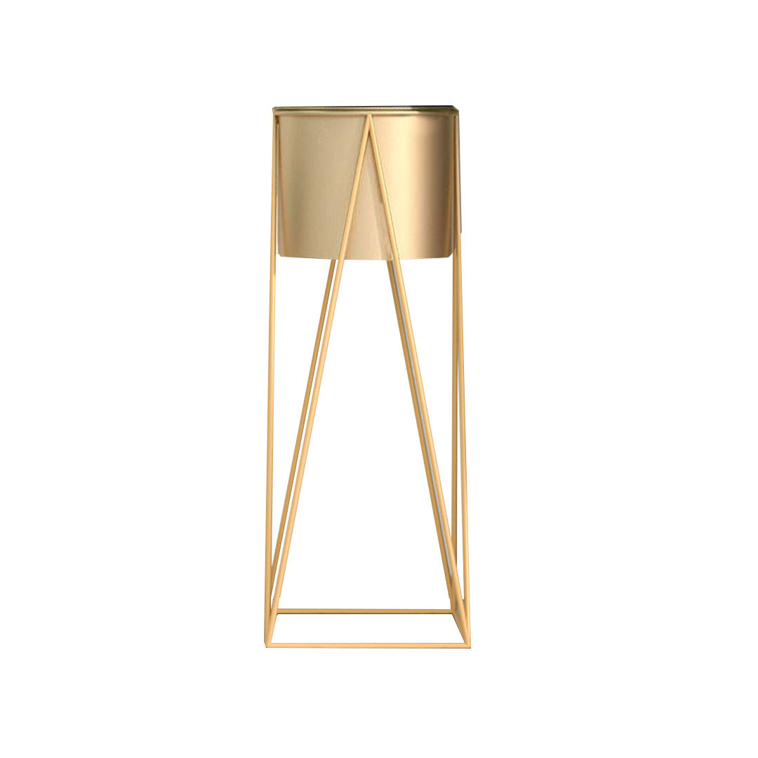 Soga 50cm Gold Metal Plant Stand With Gold Flower Pot Holder Corner Shelving Rack Indoor Display