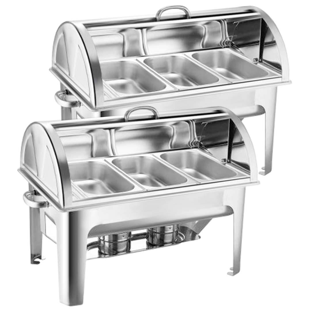 Soga 2 X 3 L Triple Tray Stainless Steel Roll Top Chafing Dish Food Warmer
