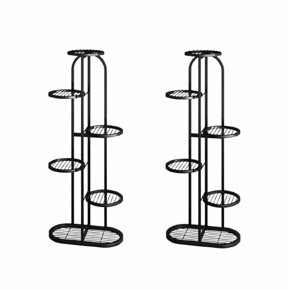 Soga 2 X 6 Tier 7 Pots Black Round Metal Plant Rack Flowerpot Storage Display Stand Holder Home Garden Decor