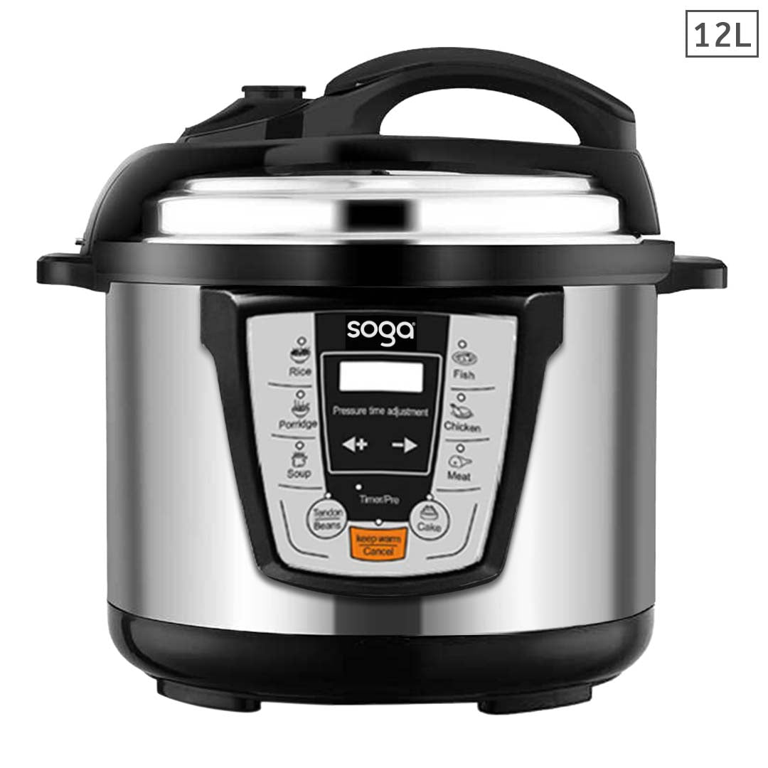 Soga Electric Stainless Steel Pressure Cooker 12 L 1600 W Multicooker 16