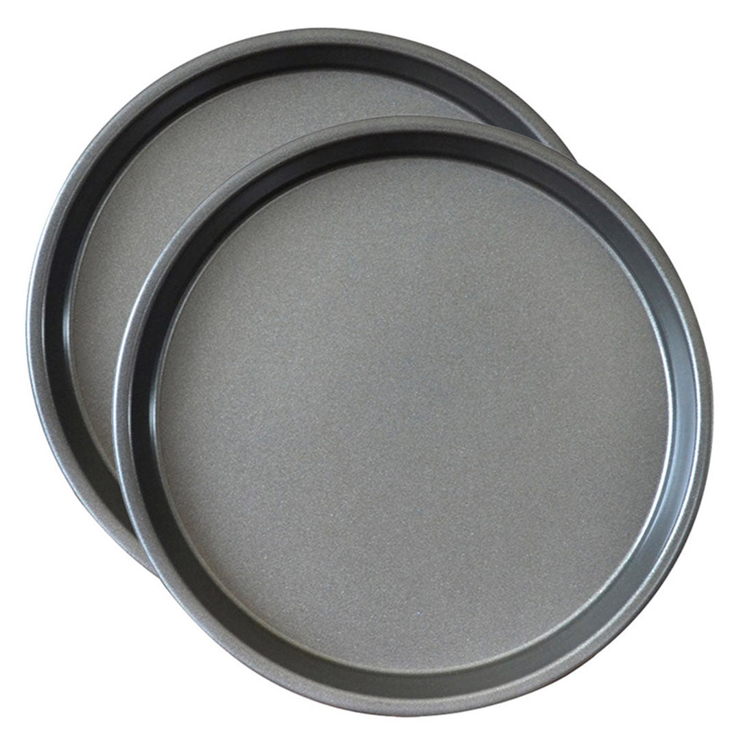 Soga 2 X 9 Inch Round Black Steel Non Stick Pizza Tray Oven Baking Plate Pan