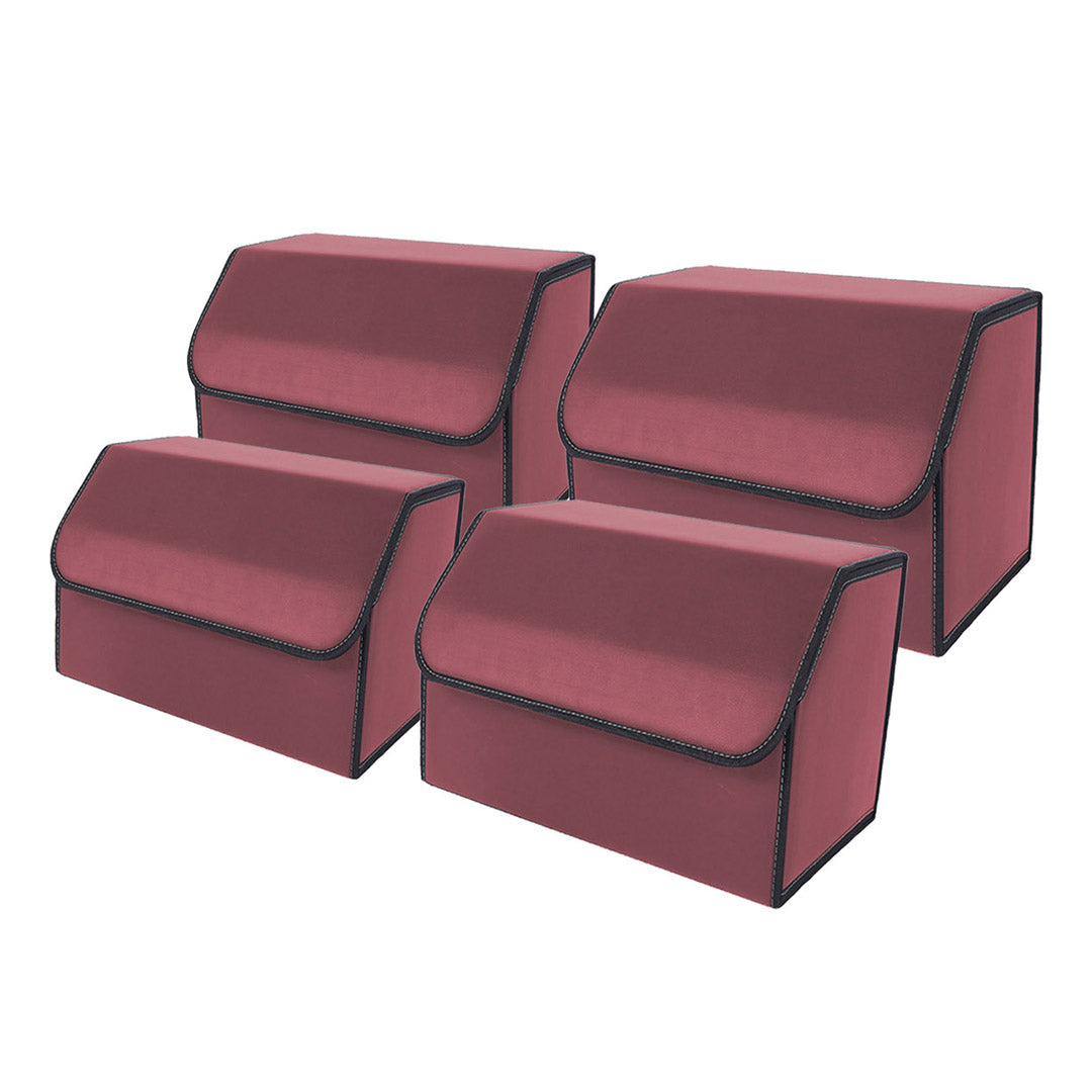 Soga 4 X Leather Car Boot Collapsible Foldable Trunk Cargo Organizer Portable Storage Box Red Medium