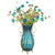Soga 51cm Blue Glass Tall Floor Vase With 12pcs Artificial Fake Flower Set
